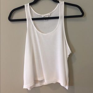 Cropped flowy white tank top